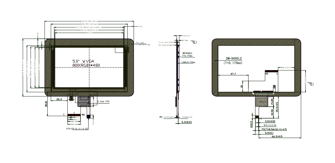 Mechanical Drawing - 4D LCD 50800480 5.0